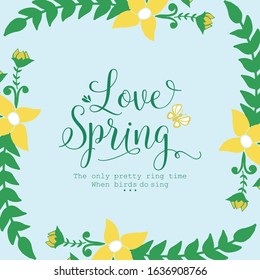 Simple Decor of leaf and floral frame, for elegant love spring card design. Vector