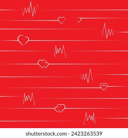 Decoración sencilla de fondo rojo con corazones blancos