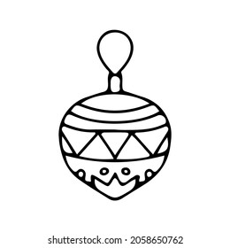 Simple decoration for a Christmas tree in doodle style. Simple decor for a festive Christmas and New Years. Vector illustration isolated on white background.