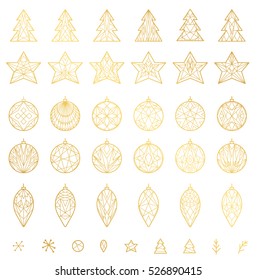 Simple decoration elements for Christmas in geometric style.