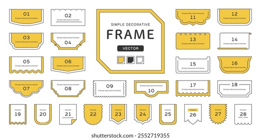 Einfaches Dekorrahmen-Set ( Vector Headline Decoration Line Main Line Yellow Pop )