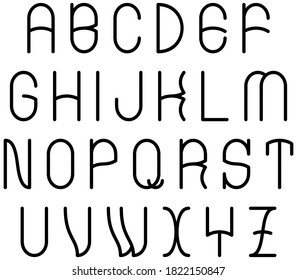 Einfaches dekoratives Alphabet einzeln auf weißem Hintergrund.Vektorgrafik.