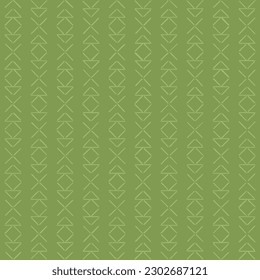 simple arte decorativo. cuadrados y cruces dibujados a mano. fondo repetitivo verde. patrón sin costuras vectorial. muestra geométrica de tela. papel envolvente. plantilla de diseño para textil, lino, decoración