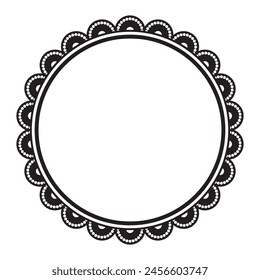 Simple Decorative Black And White Round Lace Shape Design
