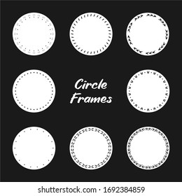 Simple Decorative Circle Frames Set. Elements for design. Round Frames.
