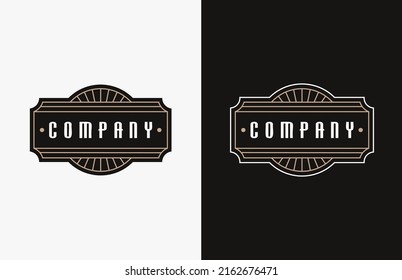 Simple decorative company badge emblem logo vector template, art deco emblem