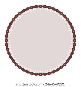 Sencillo Decorativo Marrón Oscuro Círculo De Encaje En Blanco Etiqueta Sencilla Etiqueta De Diseño De Fondo