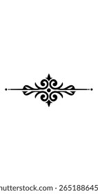 Um simples divisor decorativo com um elemento ornamentado, vintage-estilo no centro. Um gráfico clássico de arte de linha para separar texto ou seções.