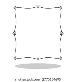 Simple Decorative Flower Line Border Frame with shadow