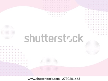 Simple decorative frame with wave and polka dot pattern (pink), vector background