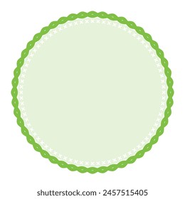 Simple Decorative Green Lace Circle Blank Plain Sticker Label Background Design
