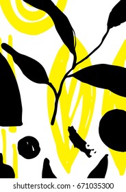 Simple decorative handmade background for design project, cover with isolated elements in clipping mask