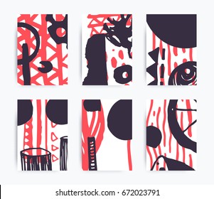 Simple decorative handmade backgrounds for design project, cover with isolated elements in clipping mask