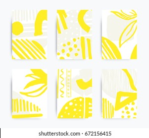 Simple decorative handmade backgrounds for design project, cover with isolated elements in clipping mask