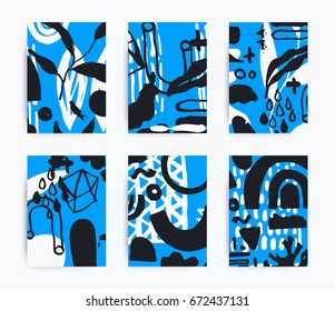 Simple decorative handmade backgrounds for design project, cover with isolated elements in clipping mask