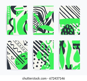 Simple decorative handmade backgrounds for design project, cover with isolated elements in clipping mask