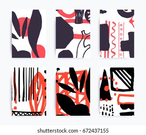 Simple decorative handmade backgrounds for design project, cover with isolated elements in clipping mask
