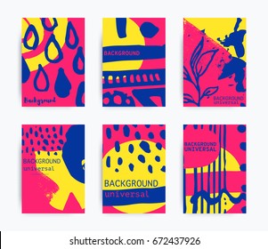 Simple decorative handmade backgrounds for design project, cover with isolated elements in clipping mask
