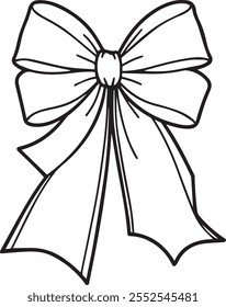 Simple decorative holiday ribbon bows for gifts on white background silhouette.