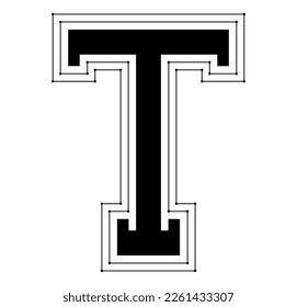 Simple decorative letter with outline.Vector custom font.