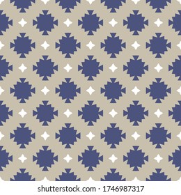 Sencilla Forma De Ornamento Decorativa Forma De Fondo De Fondo De Fondo De Patrón Sin Perjuicio. Colores combinados de azul oscuro, blanco y gris. Patrón para textiles, tela, papel, impresión, interior, decoración y más.