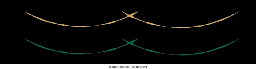 Simple Decorative Ribbon Line Borders in Gold and Green for Japanese Celebration and New Year