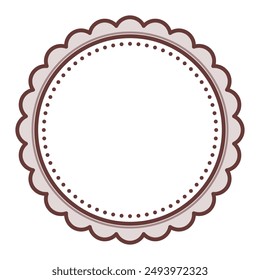 Simple Decorative Scalloped Dark Brown Circular Blank Frame Plain Border Design
