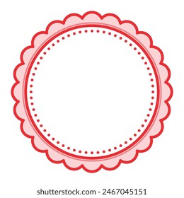 Simple Decorative Scalloped Red Circular Blank Frame Plain Border Design
