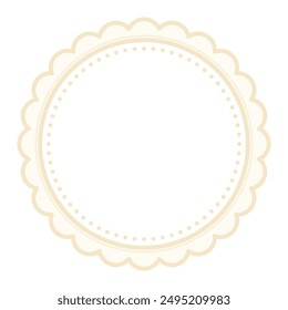 Simple Decorative Scalloped Vanilla Brown Circular Blank Frame Plain Border Design
