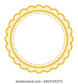 Simple Decorative Scalloped Yellow Circular Blank Frame Plain Border Design
