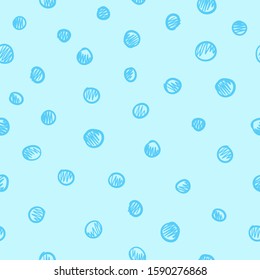 Simple decorative seamless pattern. Doodles spots on bright blue background.