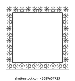 Simple Decorative Square Frame Border with Snowflake or Star Pattern

