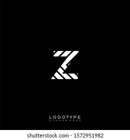 simple decorative white striped Z logotype isolated on black background.