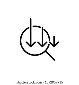 Simple decrease line icon. Stroke pictogram. Vector illustration isolated on a white background. Premium quality symbol. Vector sign for mobile app and web sites.