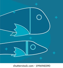a simple deep sea fish good for childern product background