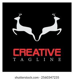 Simple deer animate vector, animal concept logo design.