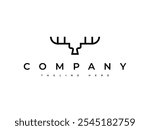 Simple deer antlers logo in a minimalist line style, ideal for outdoor and adventure brands, wildlife organizations, and nature-inspired businesses looking for a sleek and rustic look