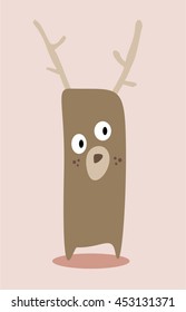 Simple deer cartoon character with long antlers vector
