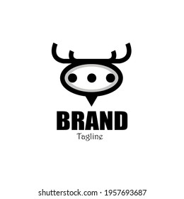 diseño de logotipo de chat de ciervo simple