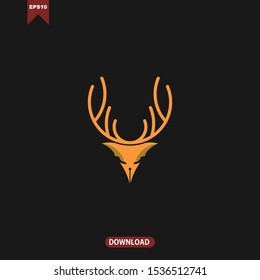 Simple deer head combine with pen icon concept logo vector design