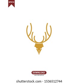 Simple deer head combine with pen icon concept logo vector design
