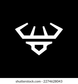 simple deer head icon logo vector design, modern logo pictogram design of abstract outline reindeer or buck with stag