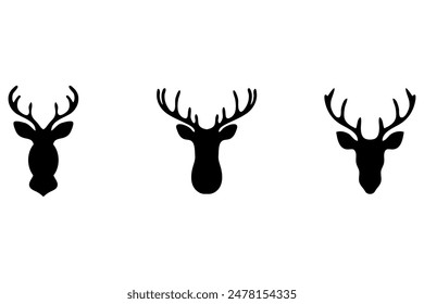 Simple deer head illustration design set