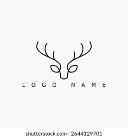 Simple Deer Head Line Logo Design