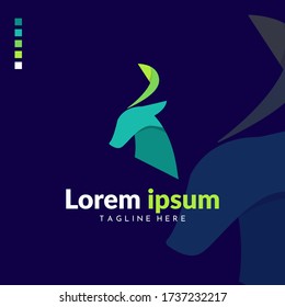 Simple deer head logo with color fit for brand and identity