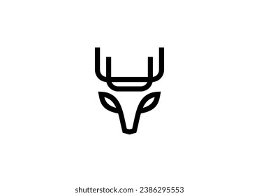 simple deer head logo design vector illustration