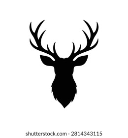 Simple deer head silhouette vector flat illustration design.