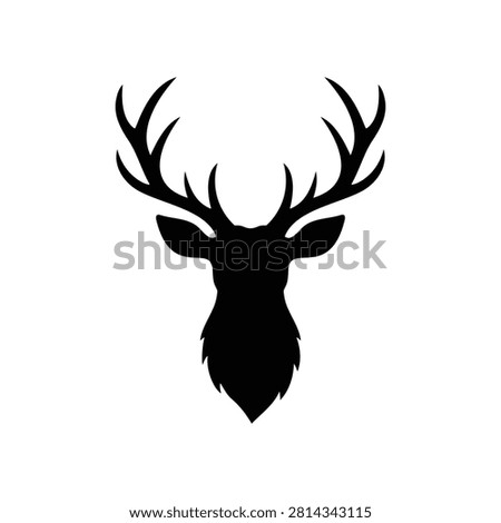 Simple deer head silhouette vector flat illustration design.