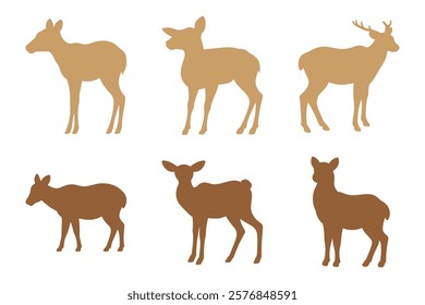 Simple Deer Illustration Design Set