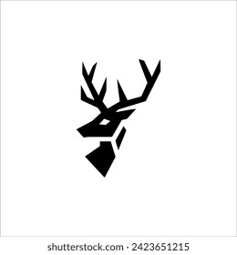 Simple Deer Logo Silhouette Black Flat Vector On white background